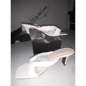 WOMENS London Fog LFW-LOUELLE WHITE SOFT PU DRESS sandal, Size 9 M,NEW #00p